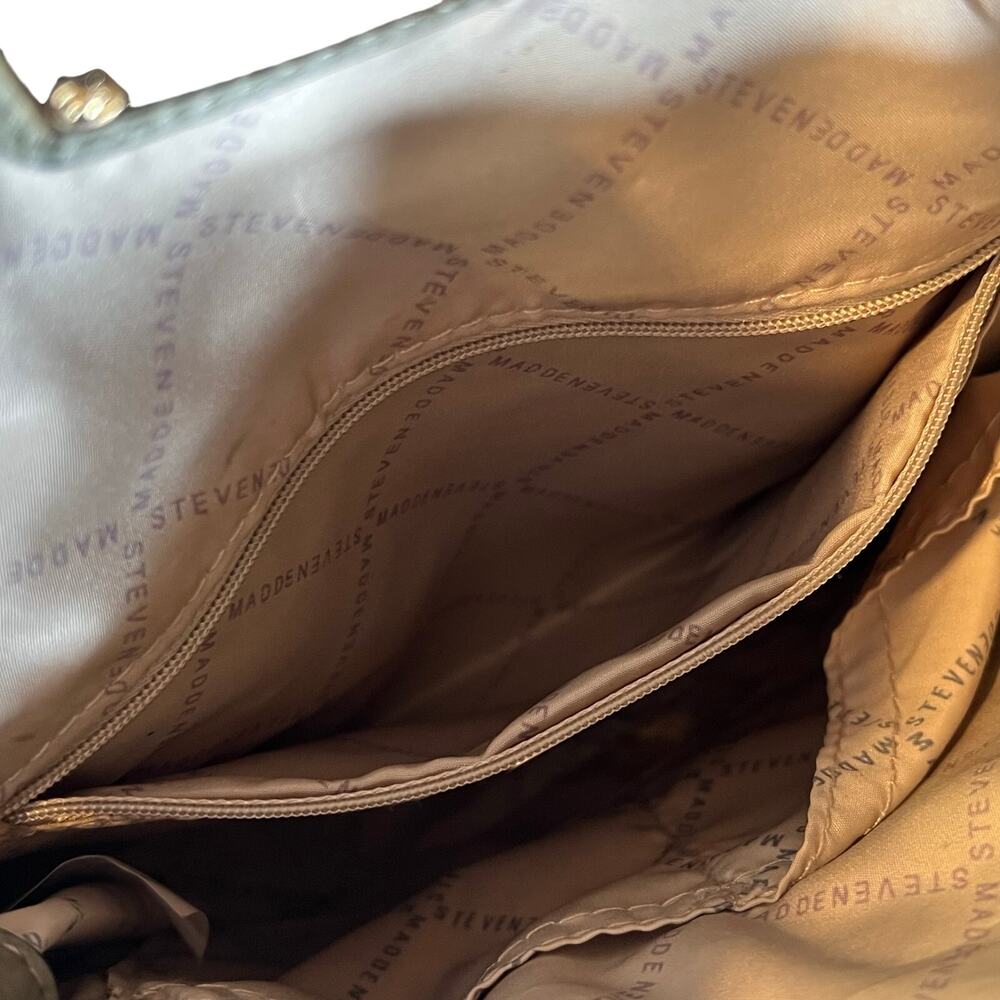 Steve Madden Turn-Lock Quilted Olive Green Shoulder Bag - Picture 9 of 9